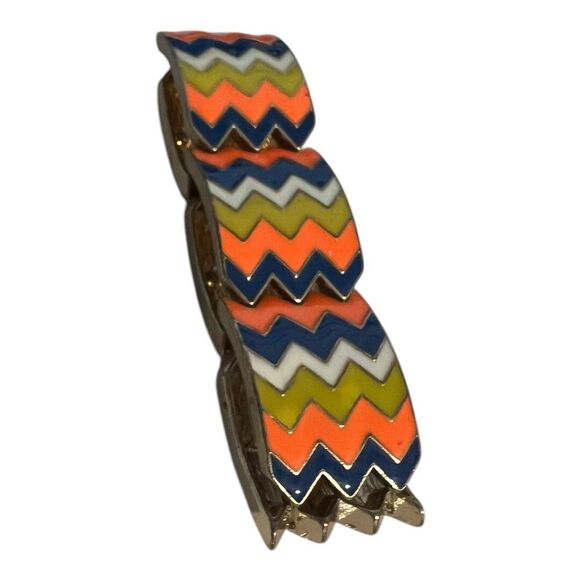 Enamel Chevron Stretch Bracelet Elastic Metal Retro Vintage Colorful Diva Hippie - Picture 8 of 10
